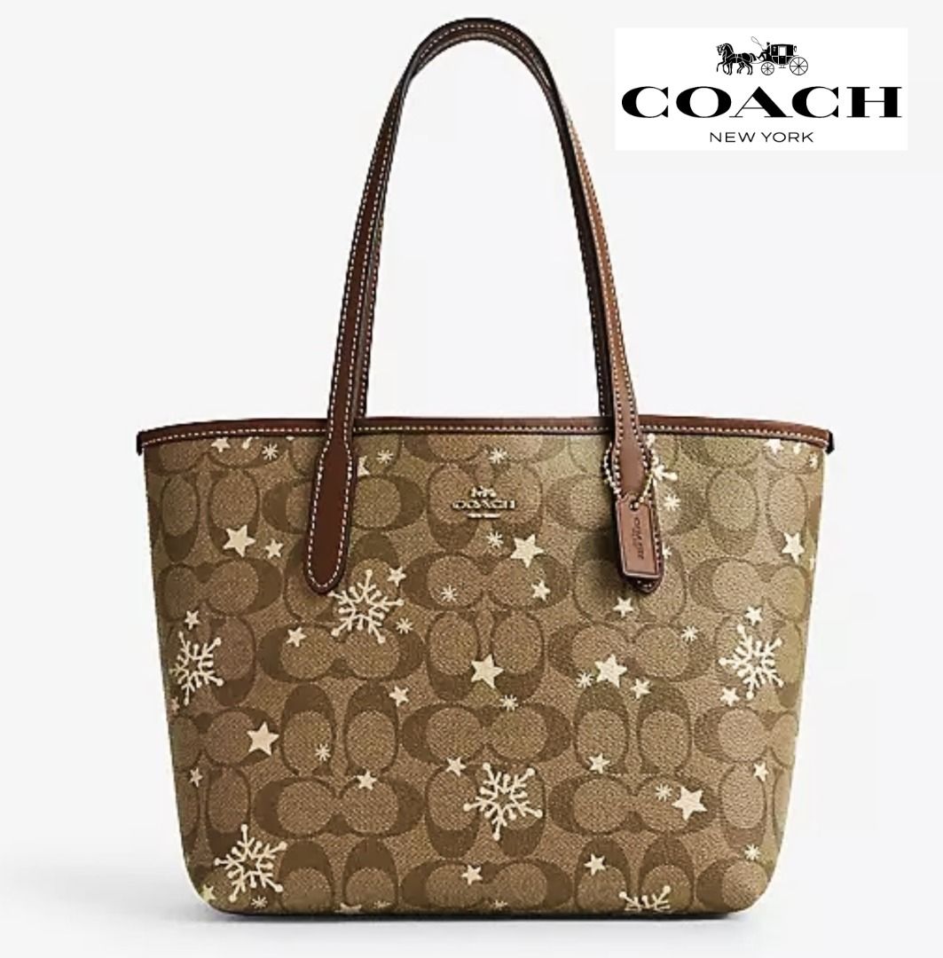 Reversible city tote in 2025 signature canvas with butterfly print