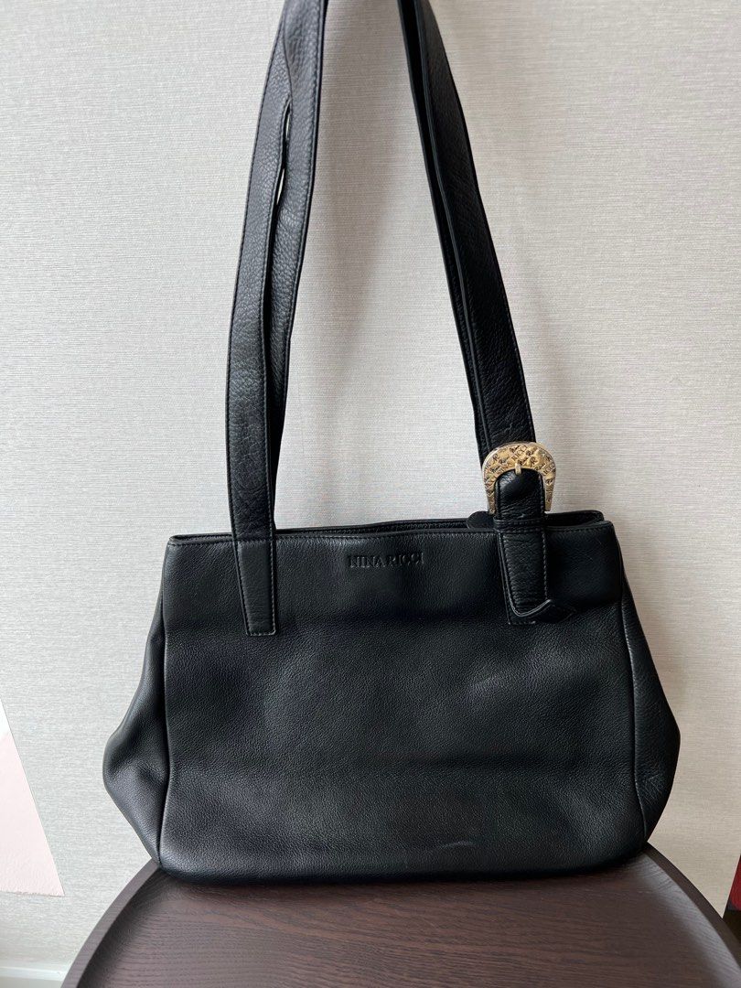 Sac Vintage Nina Ricci En Cuir Et Toile Ciré - Fabriqué En Italie - État D'usage, Très Stylé