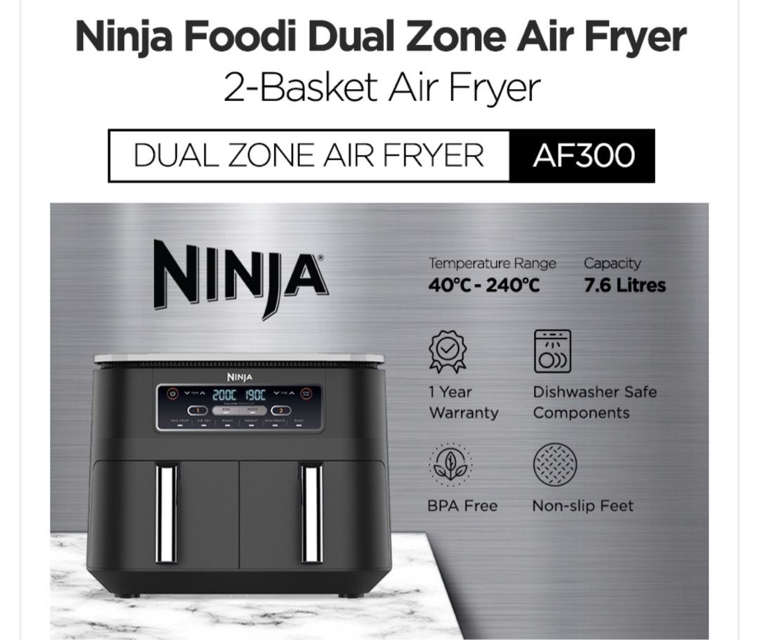 Ninja Foodi Dual Zone Air Fryer (AF300), TV & Home Appliances, Kitchen