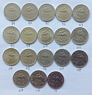 Old 20c Coins Malaysia 1989-2011