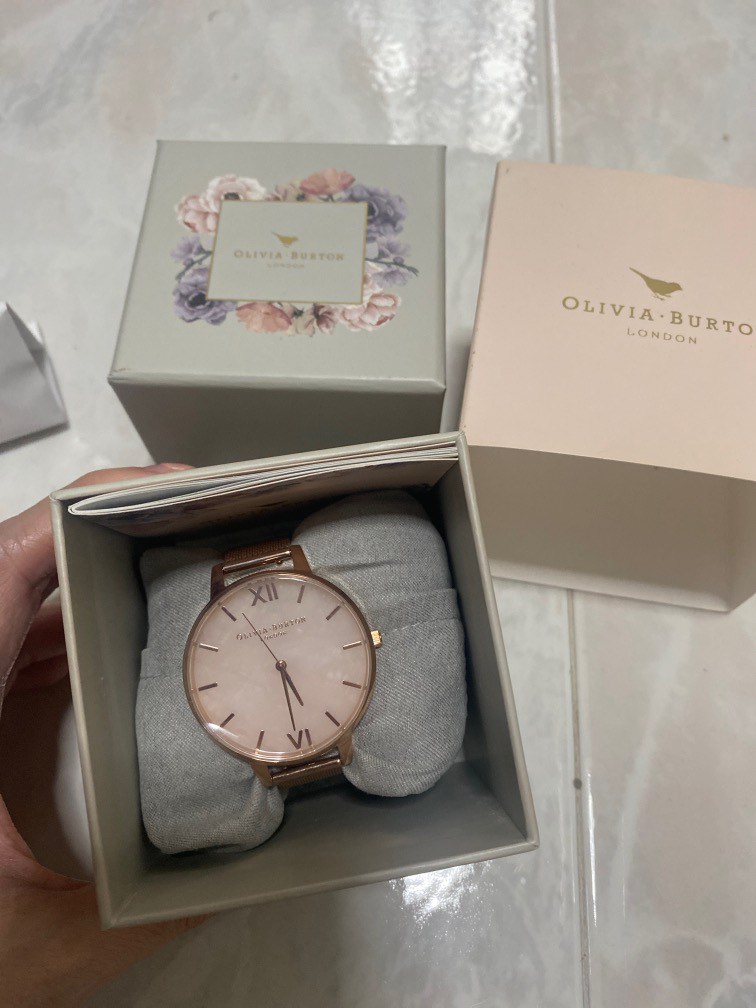 Olivia burton semi precious rose gold mesh hotsell