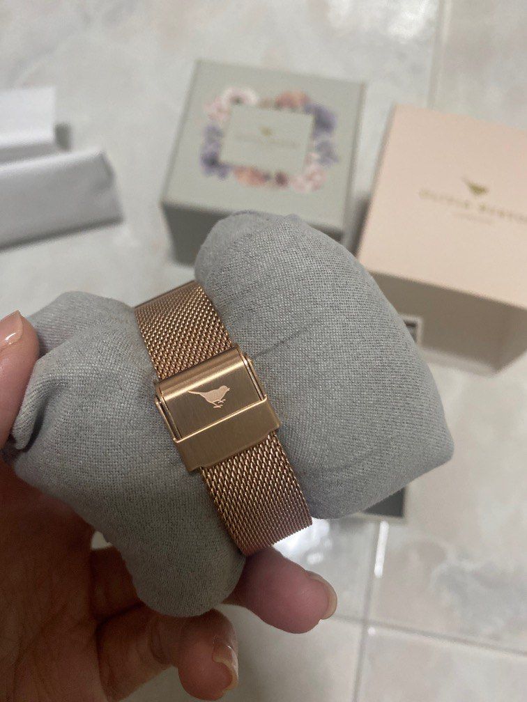 Olivia burton semi precious rose gold mesh new arrivals