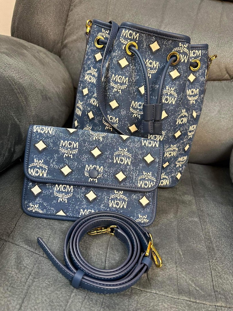 Original MCM Bucket with Pouch, Luxury, Bags & Wallets on Carousell