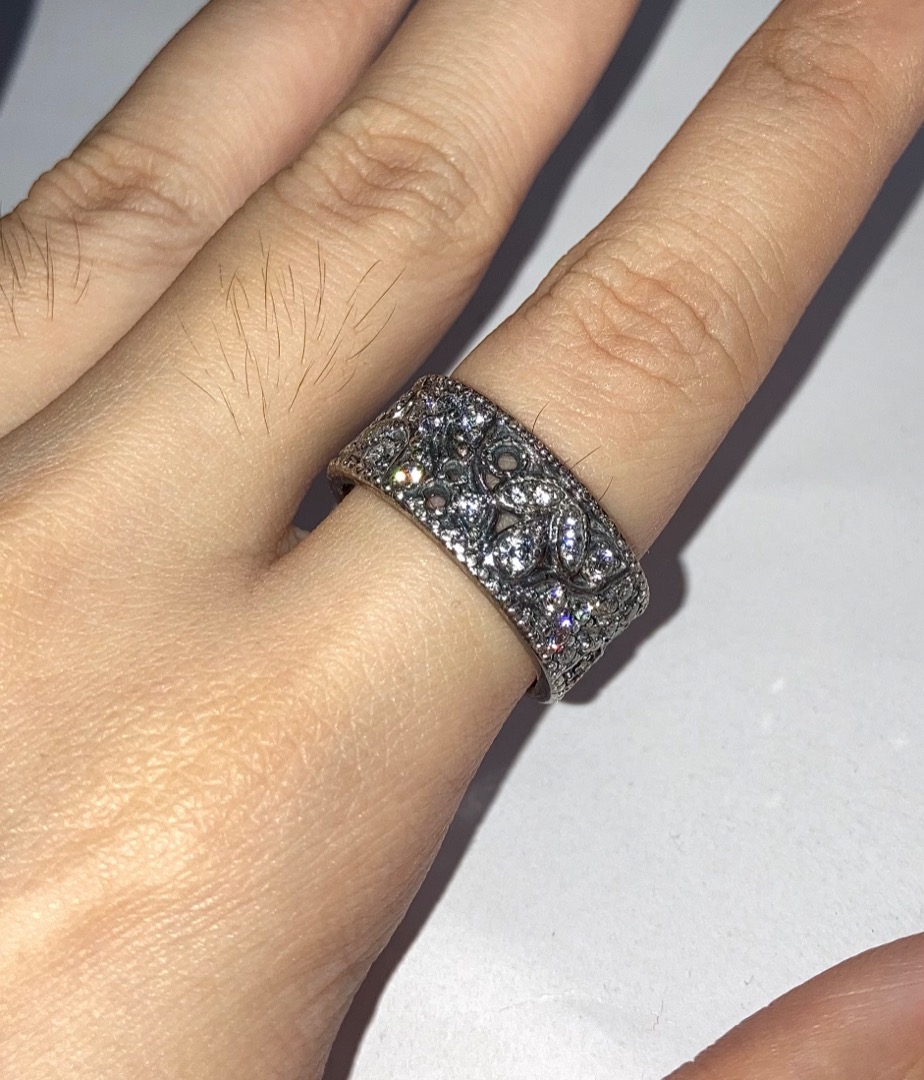 Pandora Shimmering leaves ring 190965CZ thick band Pandora ring large size pandora ring silver thick band rings
