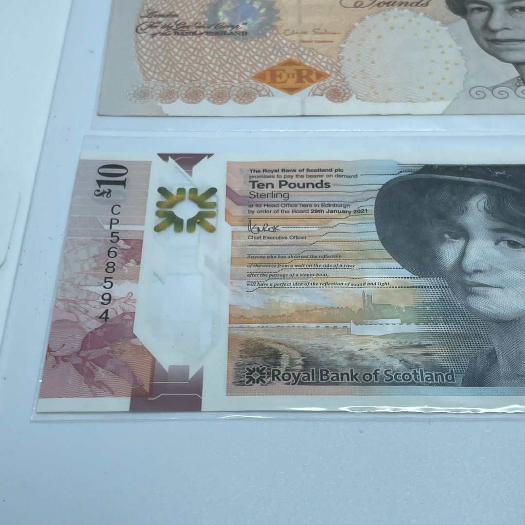 Paper Currency from the UK Scotland Bank Old Version 10 Pound, Hobbies ...