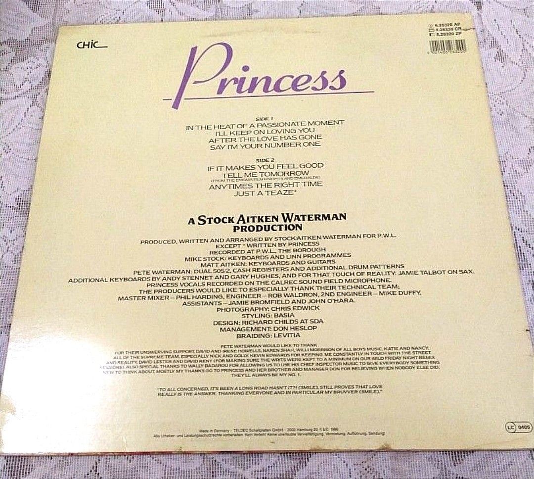 Princess - Princess (LP) VINYL PLAKA, Hobbies & Toys, Music & Media