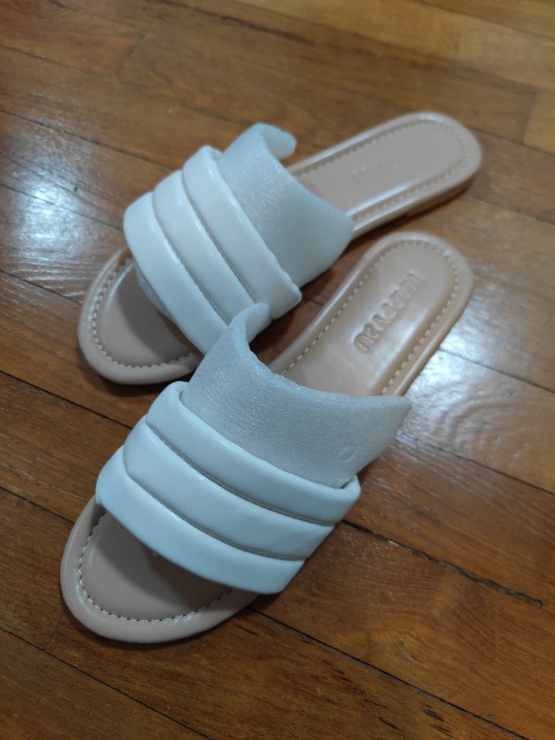 Puffy White slides Size 41 Women s Fashion Footwear Sandals on