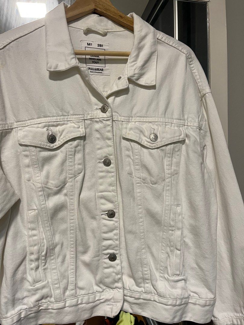 Pull and bear shop white denim jacket