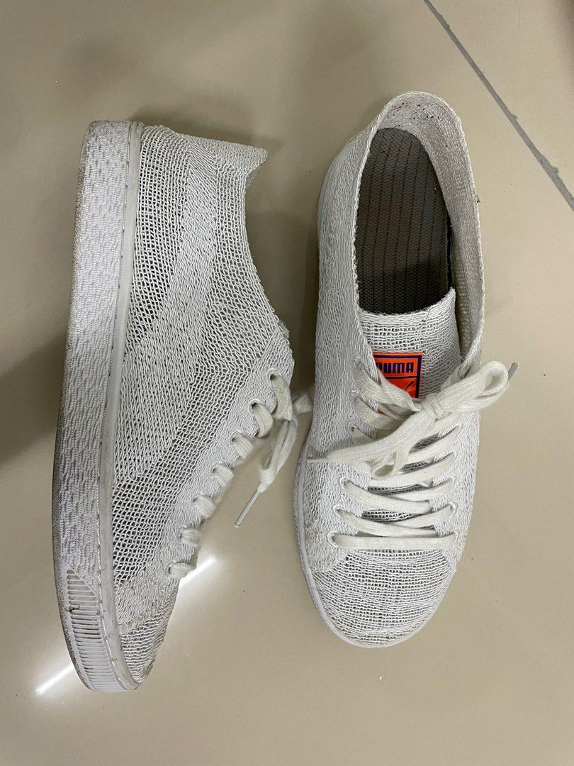 White sneakers men PUMA Platform Trace All White Flyknit Mens Sneakers