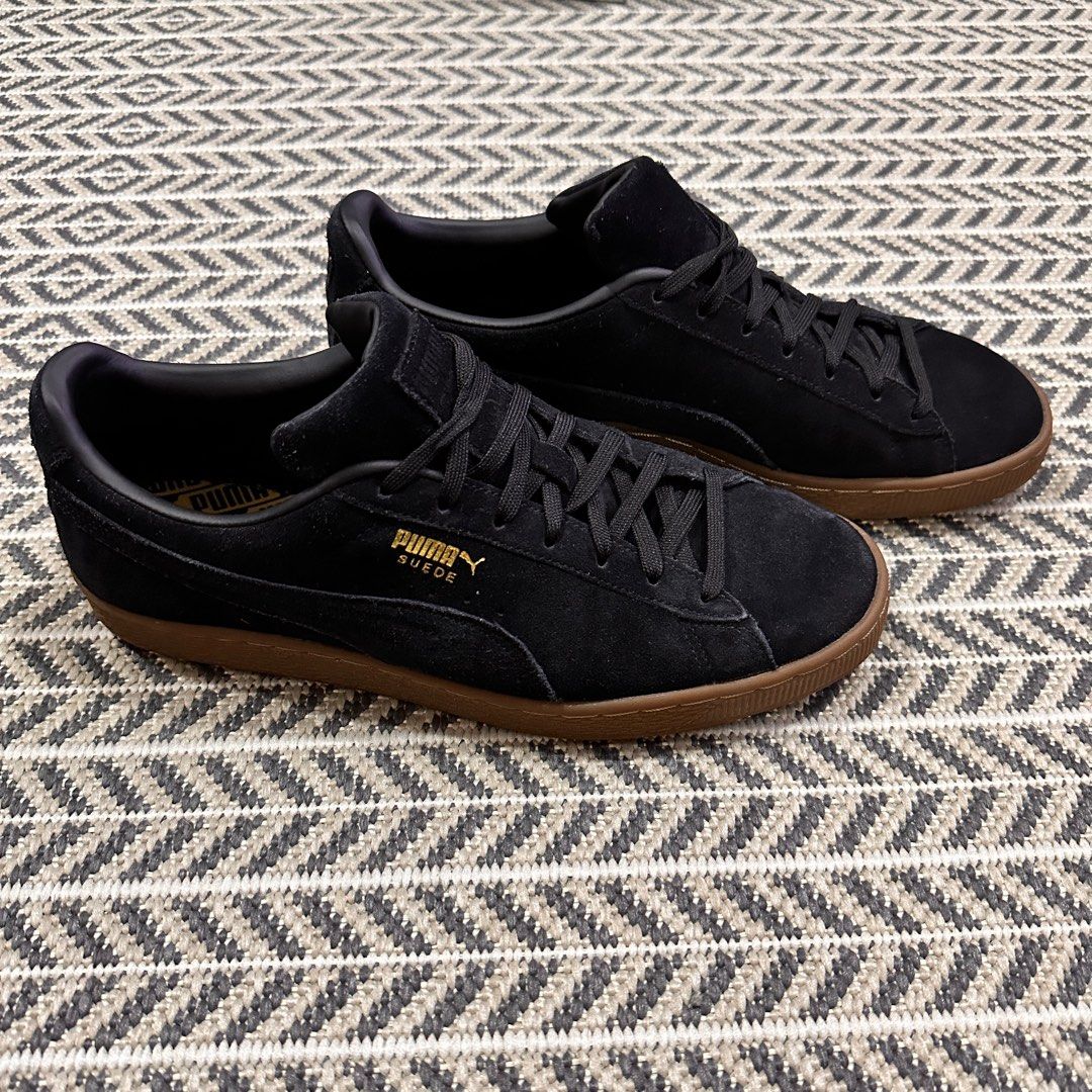 Mens puma suede classic black gum hot sale