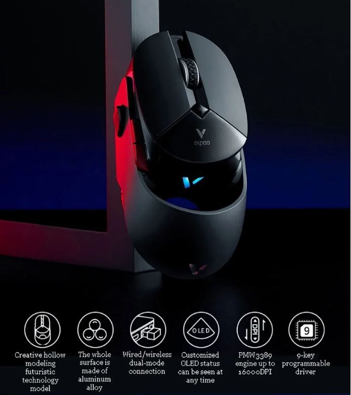 Rapoo VT960PRO Modified(feets are glass) Wired/ Wireless Gaming Mouse ...