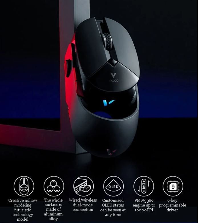 Rapoo VT960PRO Modified(feets are glass) Wired/ Wireless Gaming Mouse ...