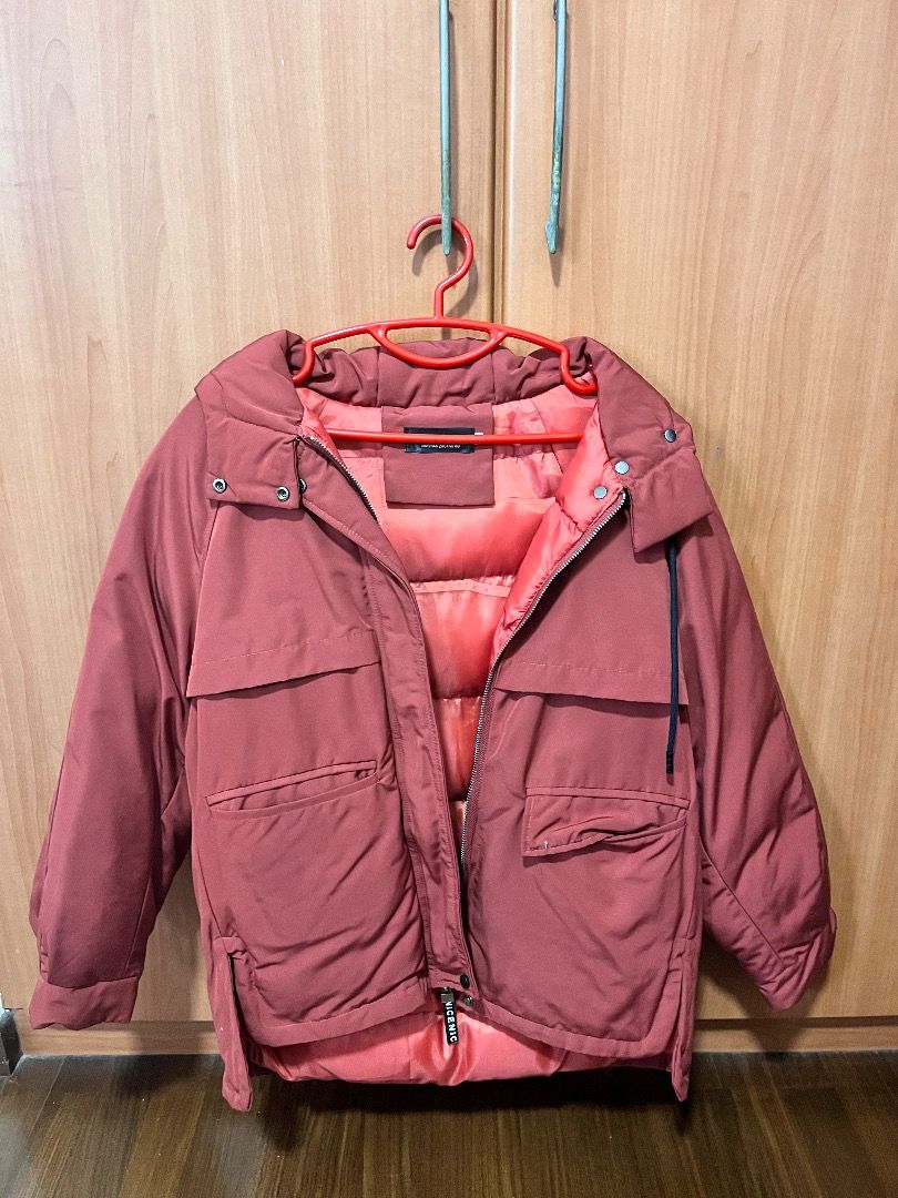 All red discount bubble coat