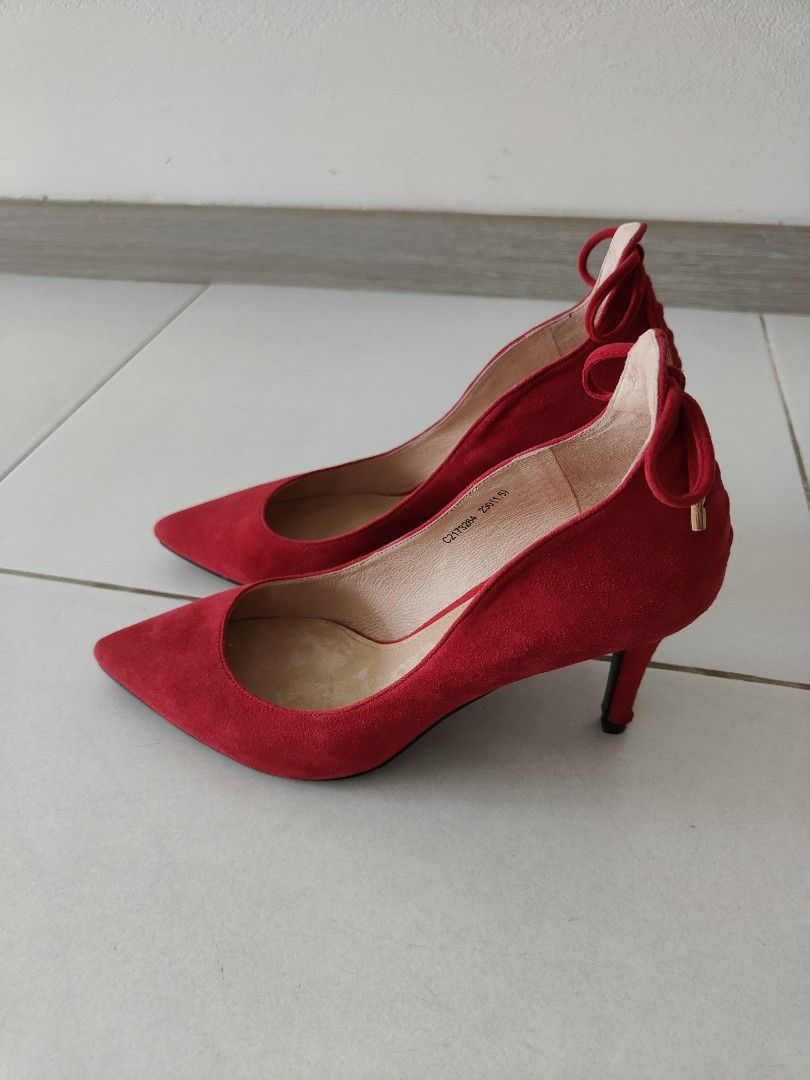 Red on sale ribbon heels