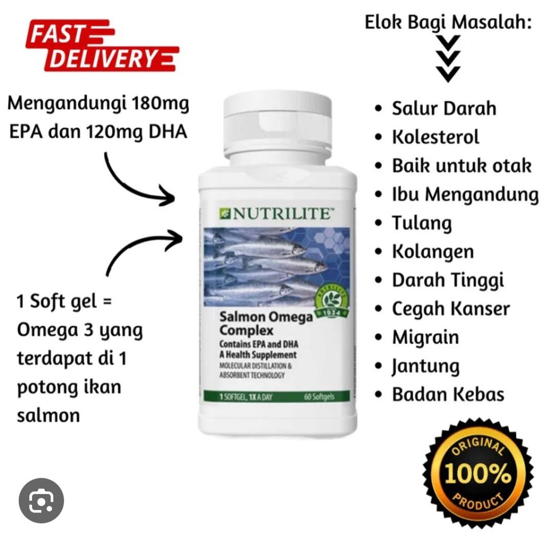 Salmon omega amway, Health & Nutrition, Health Supplements, Vitamins