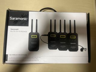 Saramonic 5.8GHz VMicLink5 Wireless Lavalier Lapel Microphone System with 3 Bodypack Transmitter,1 Portable Receiver Compatible with Canon EOS Nikon Sony DSLR Camera Panasonic Camcorder News Gathering