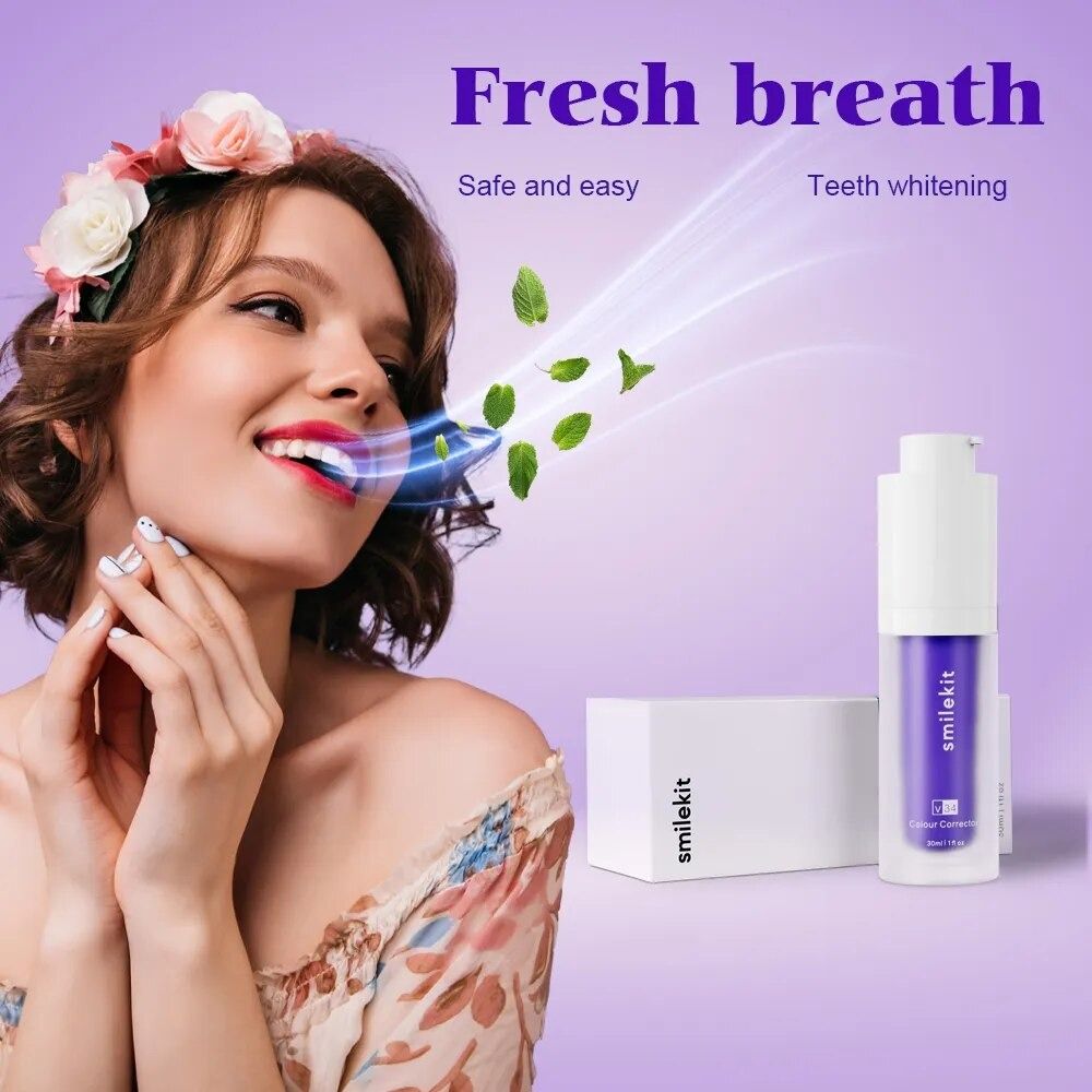 SmileKit V34 Teeth Whitening Toothpaste Oral Cavity Cleaning Purple ...