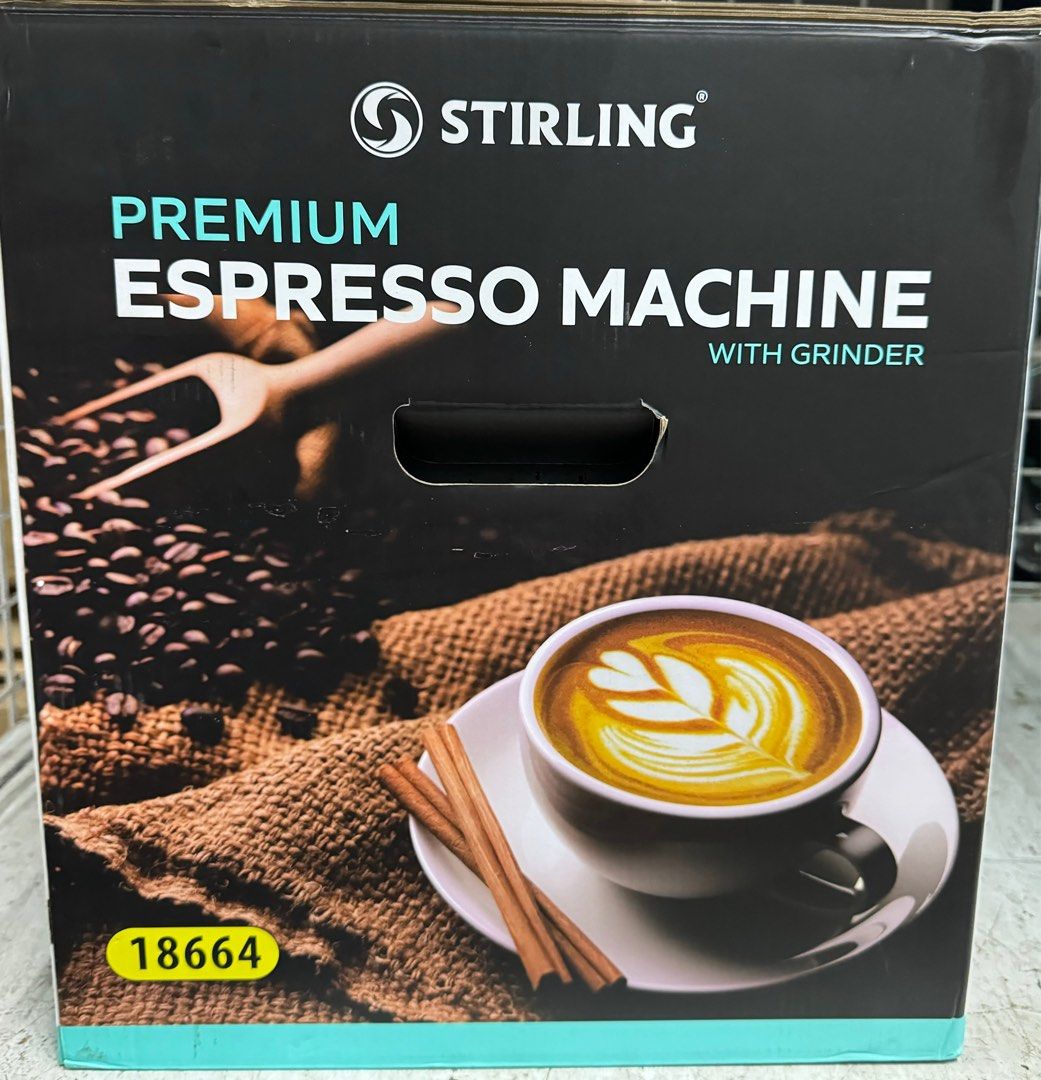 Stirling Premium Espresso Machine with Grinder, Furniture & Home Living, Kitchenware & Tableware