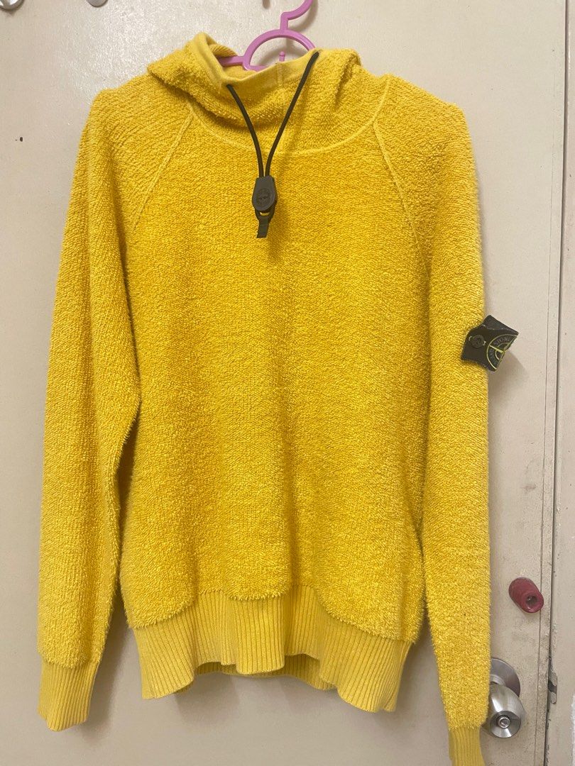 STONE ISLAND FRENCH TERRY FUNNEL NECK HOODED SWEATSHIRT MUSTARD
