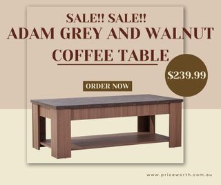 SUPER SALE!! ADAM GREY AND WALNUT COFFEE TABLE!!