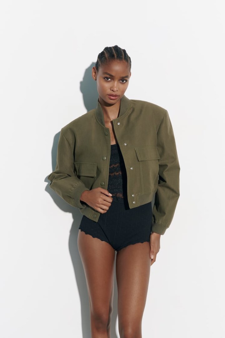 Zara khaki bomber jacket top