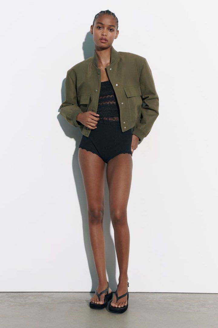 Zara khaki bomber hot sale