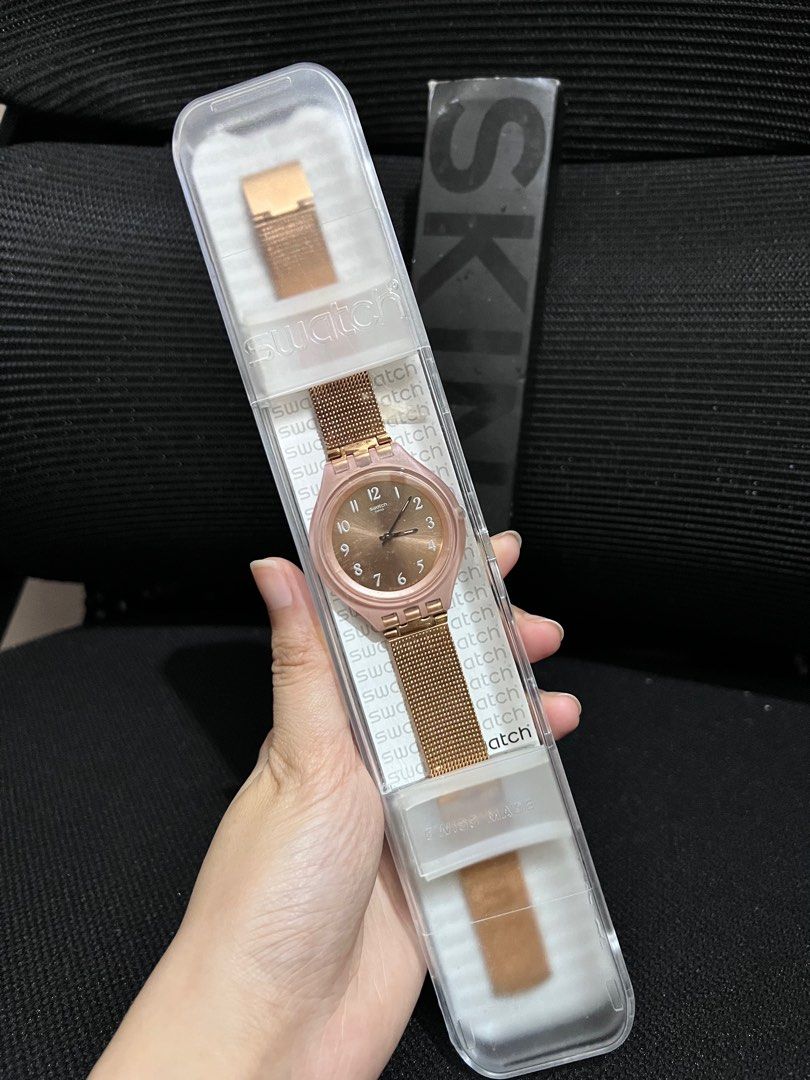 Swatch Rose Gold Skinchic Mesh Women s Fashion Watches