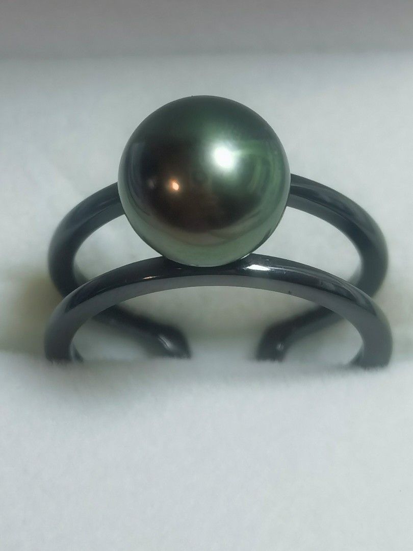 Mens black sales pearl ring