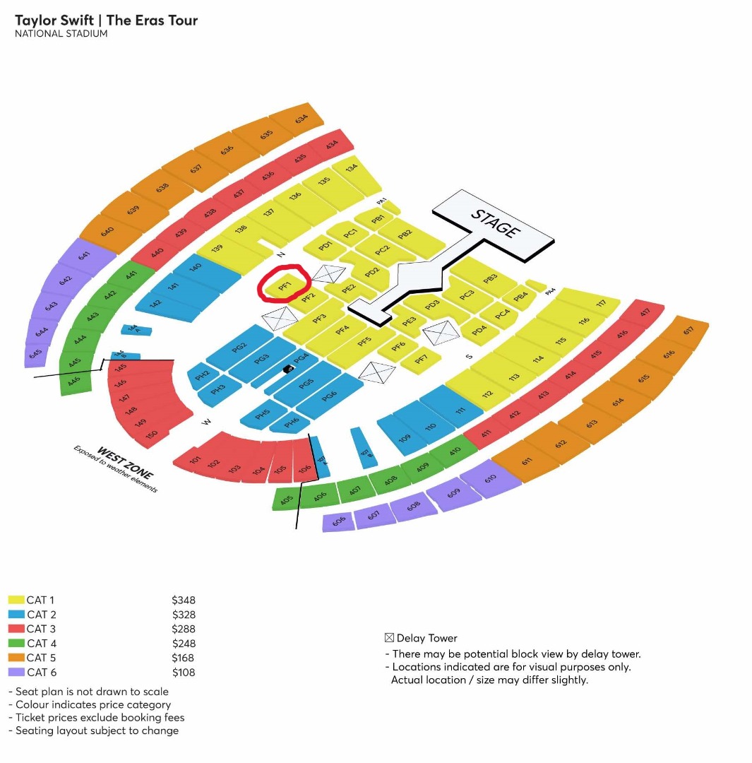 Taylor Swift concert tickets 8 March 2024 CAT 1, Tickets & Vouchers