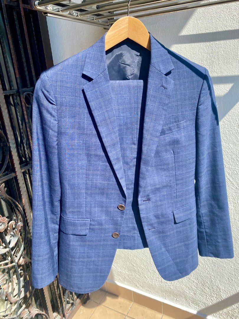 The Class slim fit suit blue check 36 46 Men s Fashion Coats