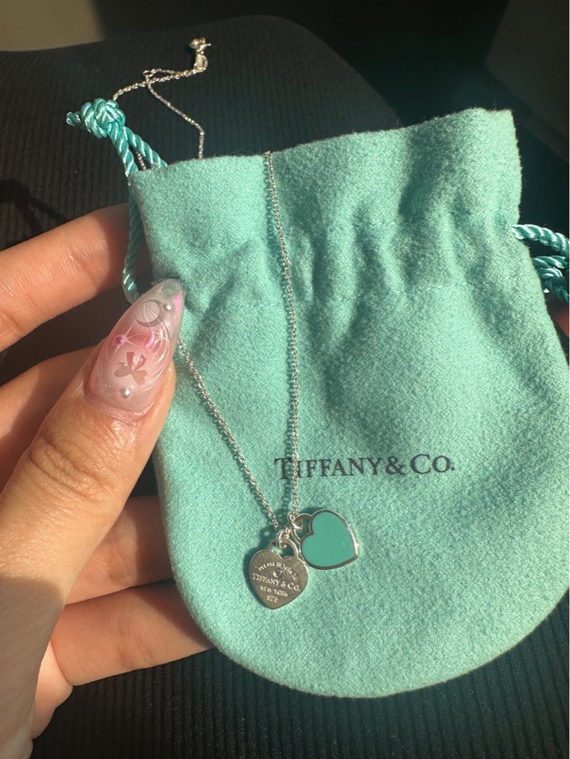 Tiffany blue and silver heart necklace on sale