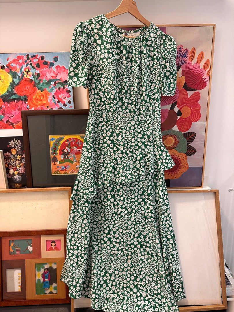 Topshop green maxi dress top