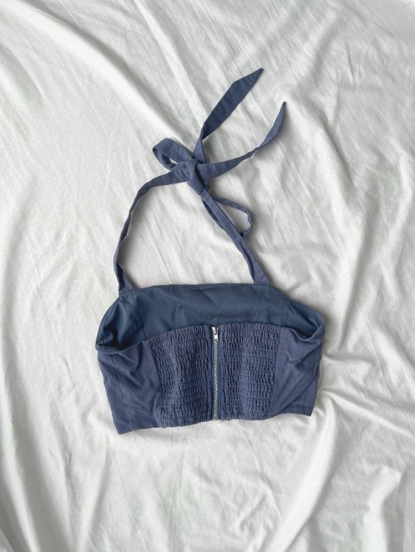 Erika Halter Crop Top (Steel Blue)