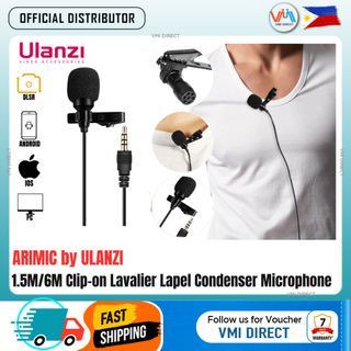 Ulanzi Arimic 1.5M/6M Clip-on Lavalier Lapel Microphone Condenser Mic TRRS Adapter Cable for iPhone Android Smartphone iPad DSLR Recording Pen PC Vlog Livestream Tiktok Recording Condenser Lapel  Microphone Clear & Accurate Voice Mic - VMI Direct
