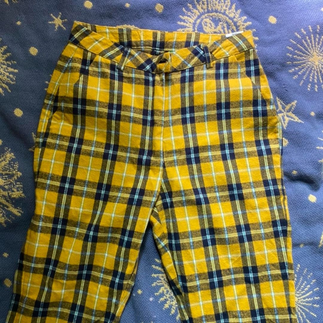 Checkered pants yellow outlet