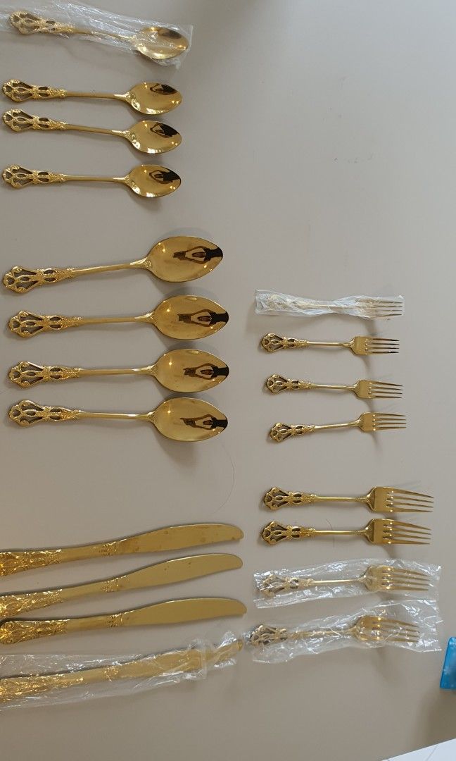 Victoria Kitchenware Victoria Gold Cutlery, Furniture & Home Living, Kitchenware & Tableware ...