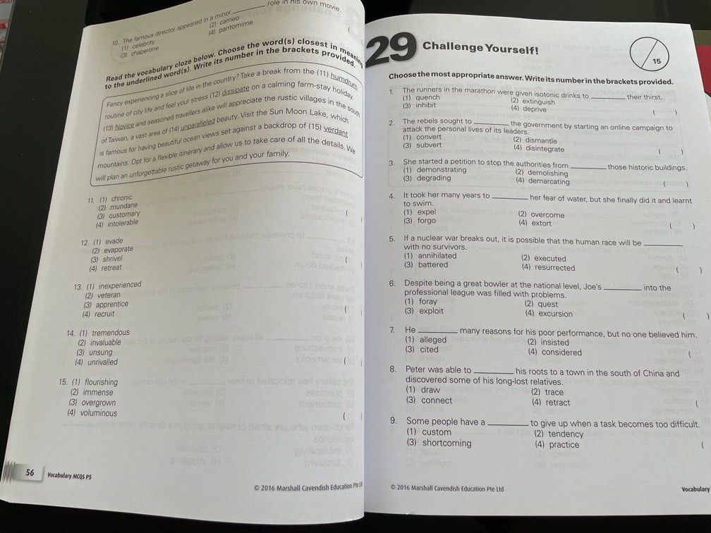 Vocabulary Grammar MCQs (primary 5) Marshall cavendish education