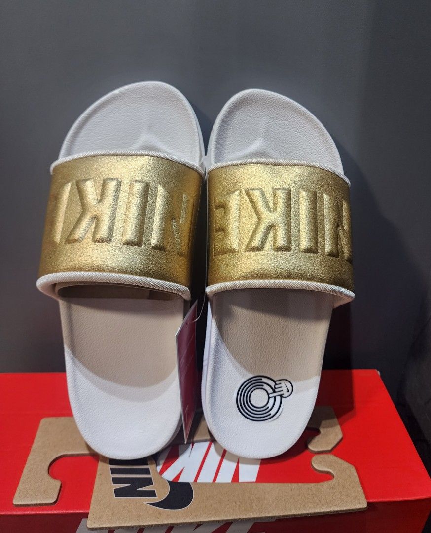 Gold nike slides sale womens