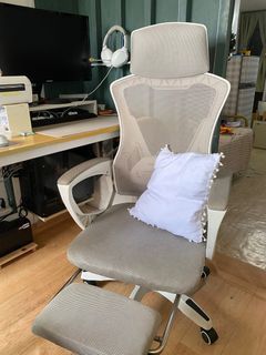 RUSH White+gray Chair  reclining With footrest na