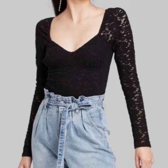 WILD FABLE BUSTIER LACE BODYSUIT (Category: Longsleeves) located in Bauang. Submitted by bellefiori (Listing ID 1265336025, Image 1). Description: thick fabric hq lace bodysuit.