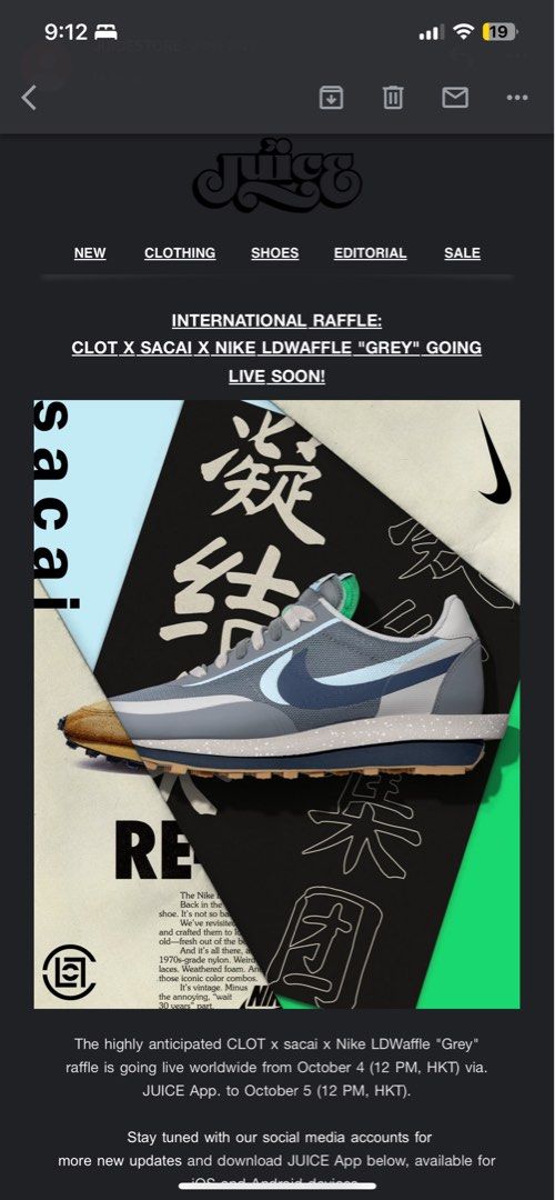 Sacai waffle raffle shop