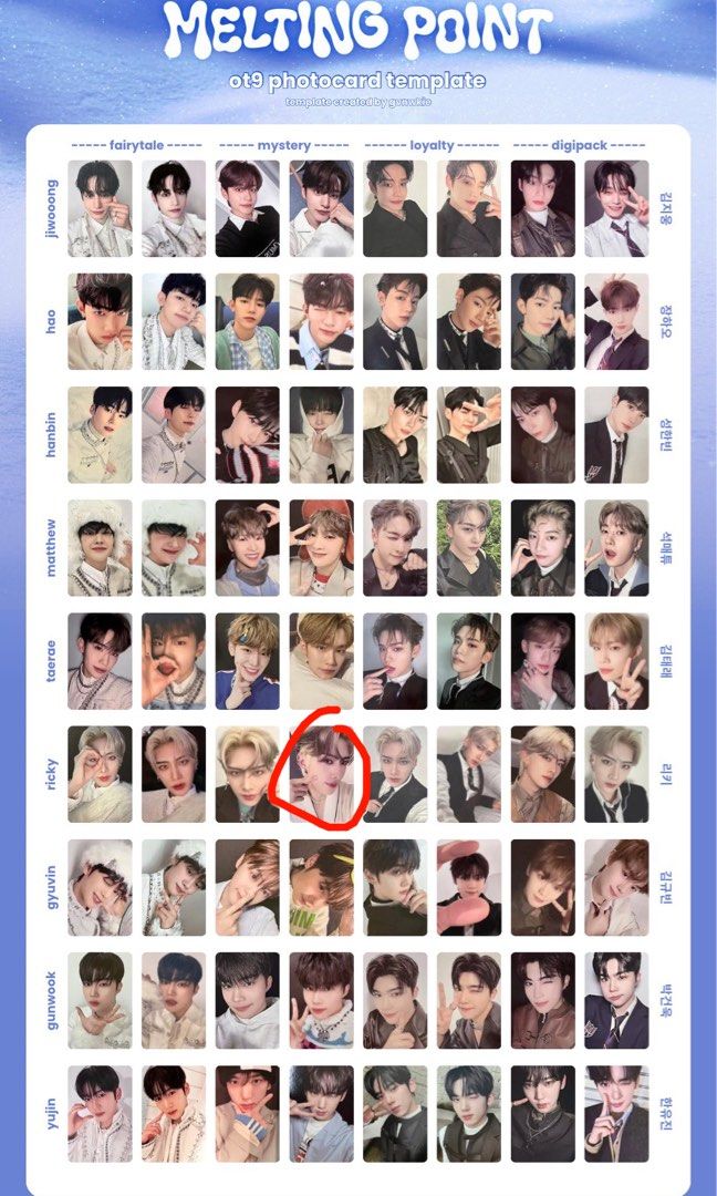 WTT zb1 zerobaseone zhanghao to ricky melting point pc photocard