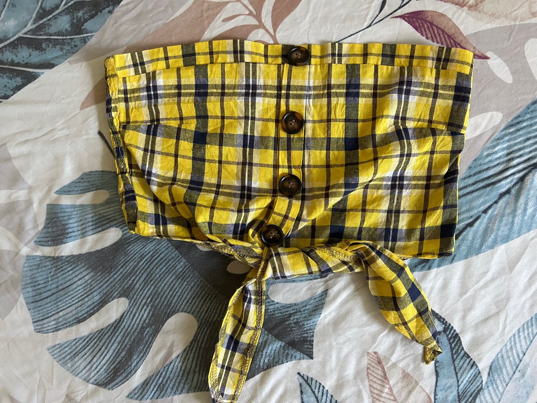 Yellow checkered sales tube top