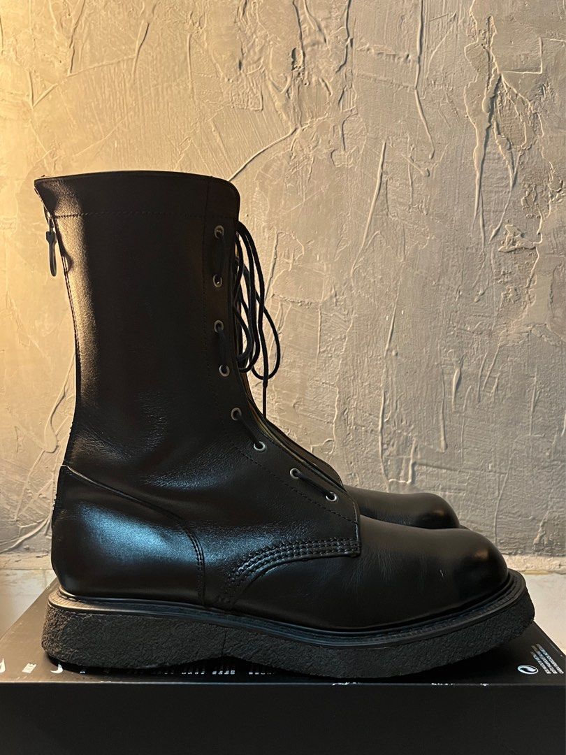 Mens black combat cheap boots leather