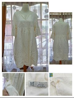ZARA broken white eyelet linen dress