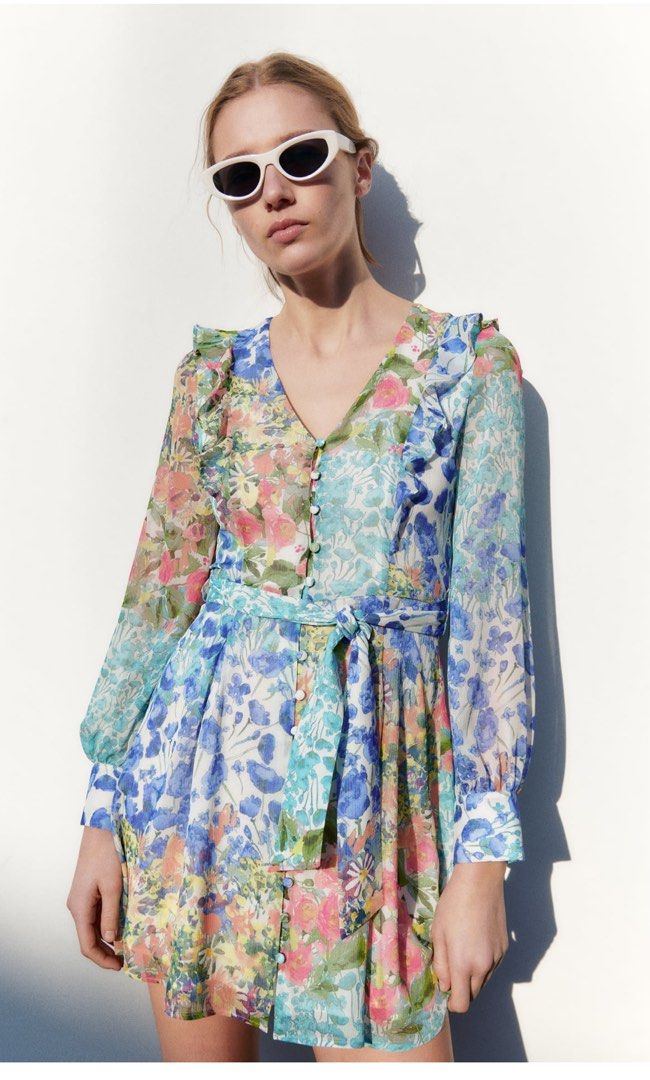 Zara floral print dress, Women's Fashion, Dresses & Sets, Dresses on