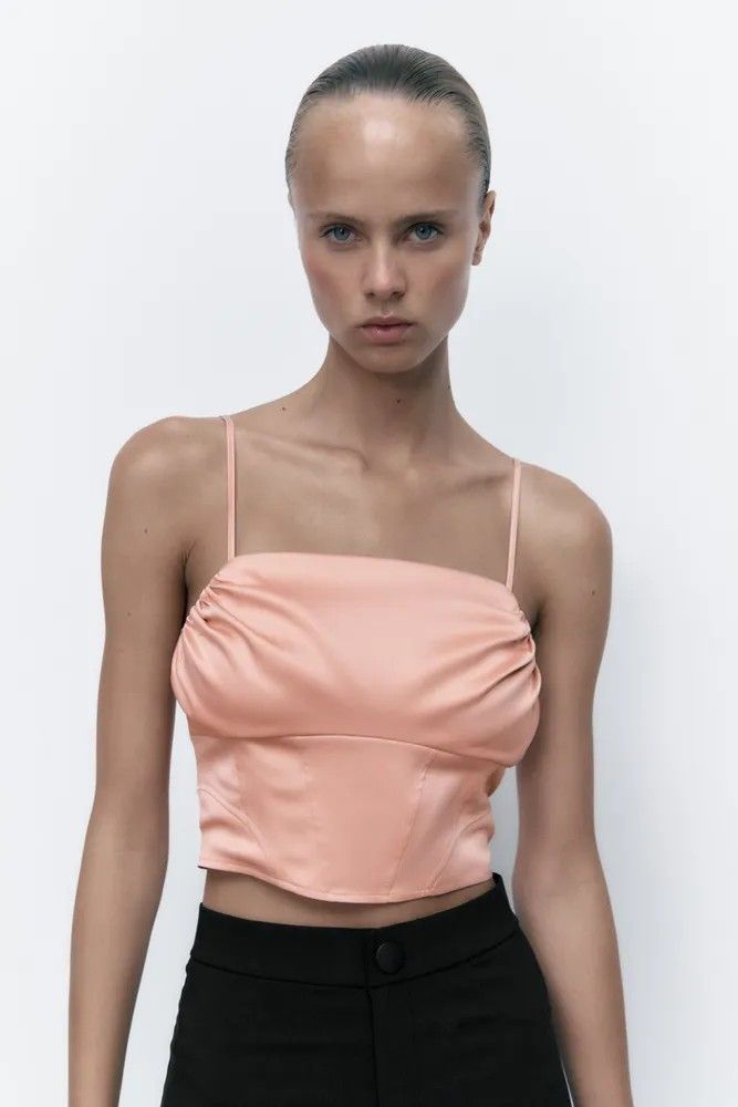 ZARA TULLE CORSET TOP PINK