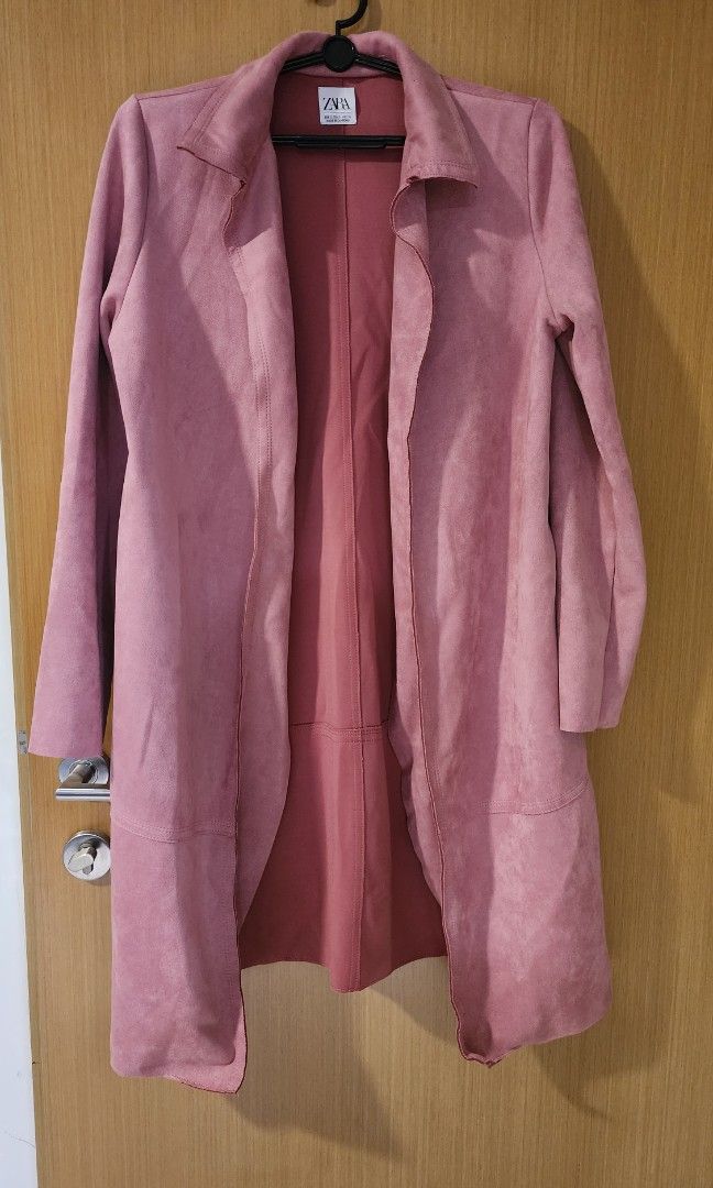 Outerwear Zara Pink Faux Suede Coat Zara Suede Coat, Women's