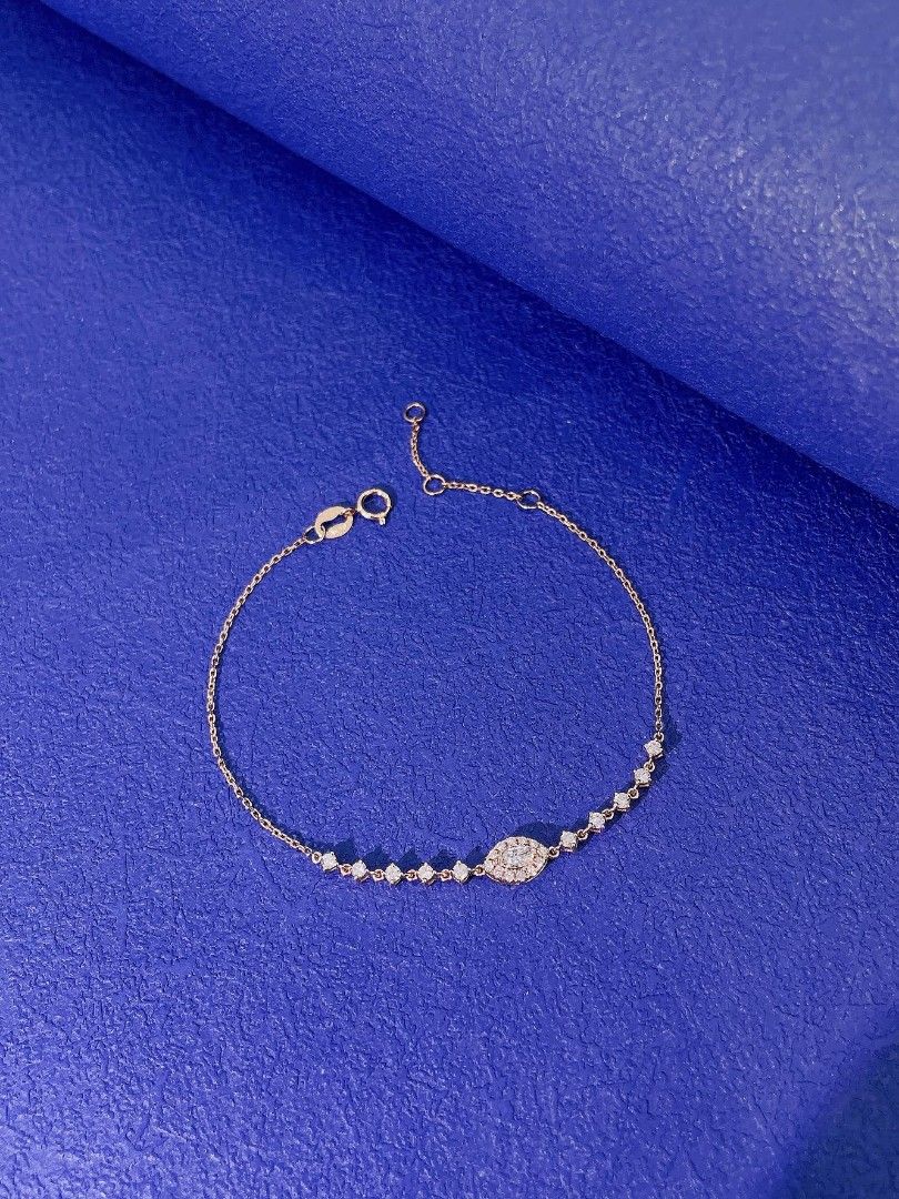 欖尖形鑽石18k金手鏈Marquise Diamond 18k Gold Bracelet, 女裝, 飾物及配件, 手鍊- Carousell