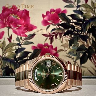 2023 OCT BNIB Rolex Day-Date 40 Day Date Green Dial Rose Gold 228235